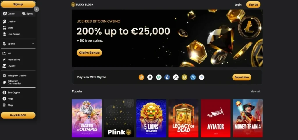 Lucky Block - Mais de 6.000 Jogos com Sportsbook e Suporte a 20+ Criptomoedas
