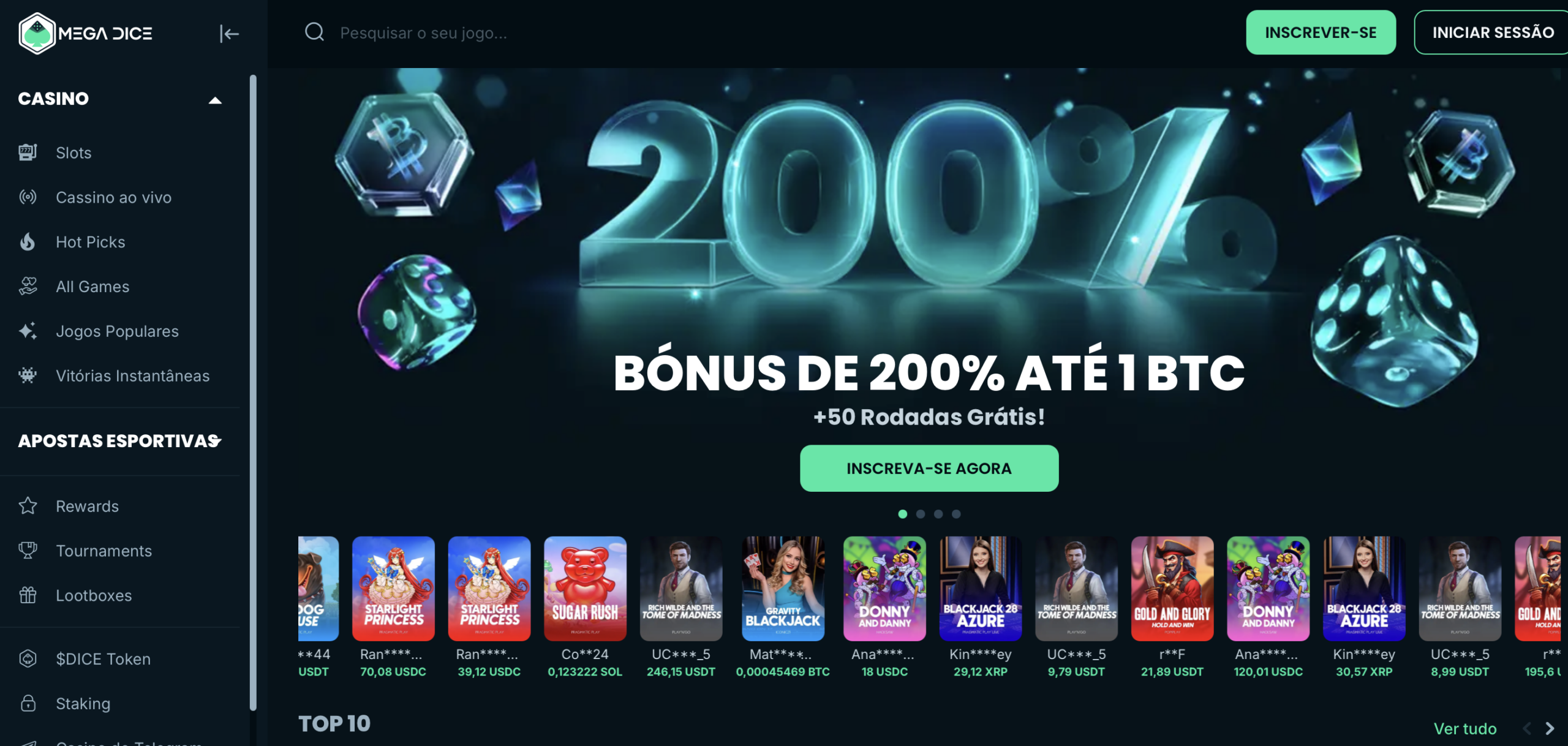 Mega Dice - Bot de Apostas no Telegram com Bônus de até 1 BTC